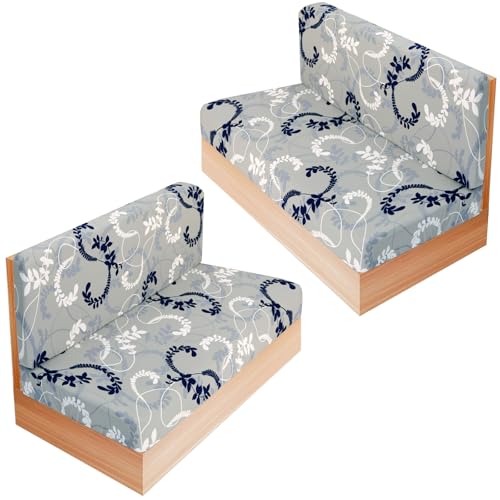 What Is A Pop Up Camper 3 LIKELXB RV Dinette Cushion Covers Set of 2, Printed Camper Cushion Slipcovers, Washable Anti Slip Stretch Fabric (Gray Leaves)