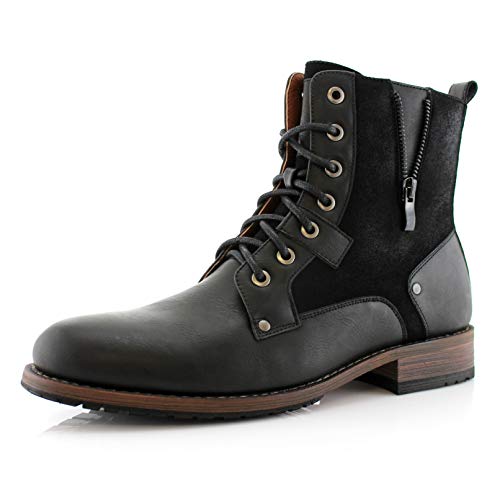 Polar Fox Jalen MPX808581 Mens Casual Suede Zipper Combat Motorcycle Dress Boots