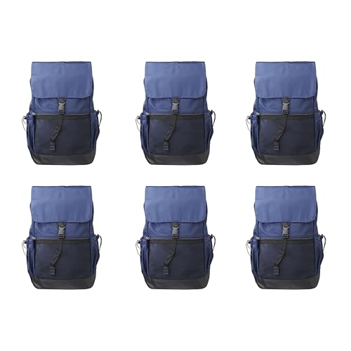 DISCOUNT PROMOS Ensenada Satchel Backpacks Set of 6, Bulk Pack - Stylish, Multi-Compartment, Secure Zip, Ideal for Work, Travel, Casual Use - Blue