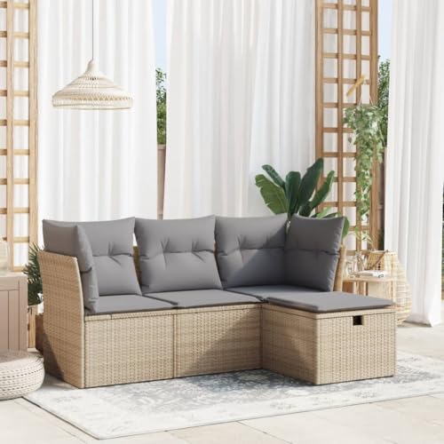 IKAYAA Rattan Gartenmöbel Set mit stauraum Gartenlounge mit stauraum...