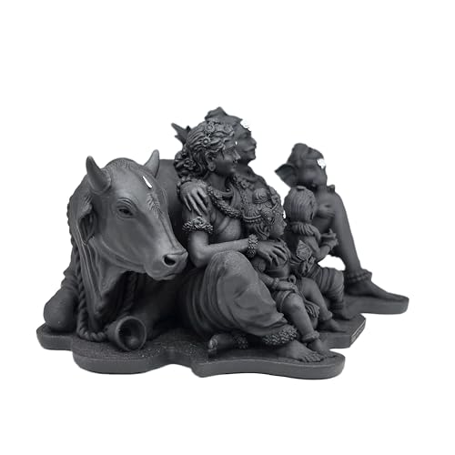 Image of MurtiHome The Perfect Family Idol of Shiva, Shiv Parivar Murti | 5 cm Tall Small Black Color Figure Made From UV Resin, Crafted by 3D Printer for Car Dashboard, Home, Office, Gift