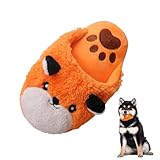 Andiker Juguete para perros chirriante, juguete para masticar perro en forma de zapatilla con chirriador y papel crujiente, juguete interactivo para perros pequeños y medianos (naranja)