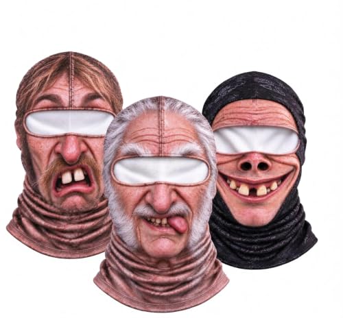 3 Pack Funny Old Man Ski Mask for Men Ugly Balaclava Printed Face Mask - image 1