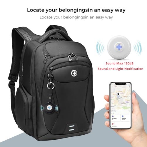 Image of Swissdigital Design Men's Laptop Backpack with Apple Find My, Business Travel Backpack with USB Charging Port and RFID Protection, Work Backpack Fits 15.6 inches Computer,Black| SD16959508F-01