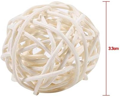 20 Pcs Wicker Rattan Balls, Party Decorative Crafts, Vase Fillers, Rabbits, Parrot, Bird Toys, Table Wedding Party Christmas Decoration(White)