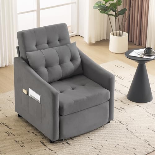 Sillón Convertible Plegable Gris Oscuro miniatura 1