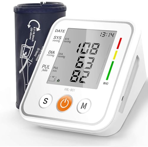 Preisvergleich Produktbild NWOUIIAY Blutdruckmessgerät Oberarm Digital Vollautomatisch Blutdruckmessgerät und Pulsmessung Blutdruckmessung mit Arrhythmie Anzeige LCD Display 2x99 Dual-User-Modus 22-42cm Große Manschette Weiß