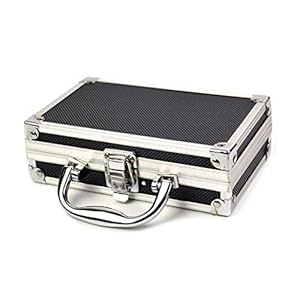 JoyFan Mini-Aluminium-Flugkoffer für Messgeräte, Robuster Tragekoffer, Werkzeug Aufbewahrung, Würfelschaum Platten, Schaumstoff Polsterung, abschließbar(schwarz, 180 x 110 x 55 mm)