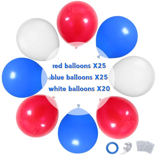 Image of Patriotic Balloons Red White and Blue,70 Packs Premium Latex Balloons for 4th of July, Memorial Day, Flag Day, Veterans Day, Labor Day Party Decorations