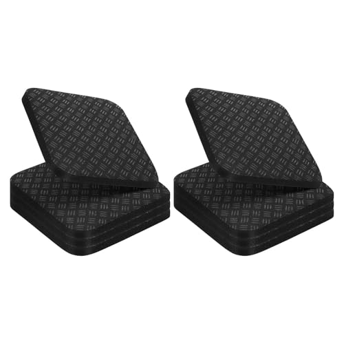 8 piezas de tapetes antideslizantes para caminadora color negro de poliuretano (PU) con diseño de animal print