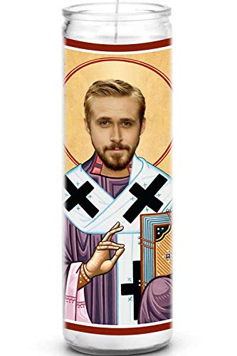 Gosling Celebrity Prayer Candle - Funny Saint Candle - 8 inch Glass Prayer Votive - 100% Handmade in USA - Novelty Celebrity Gift