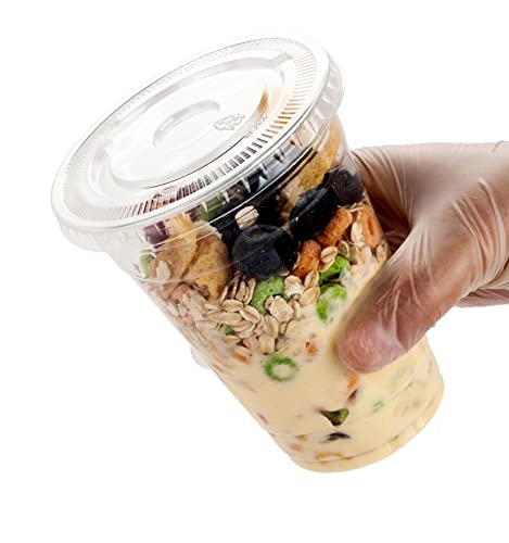 Image of Golden Apple Cup series, 16oz-50sets Clear Plastic cups with Flat lids no hole, BPA Free