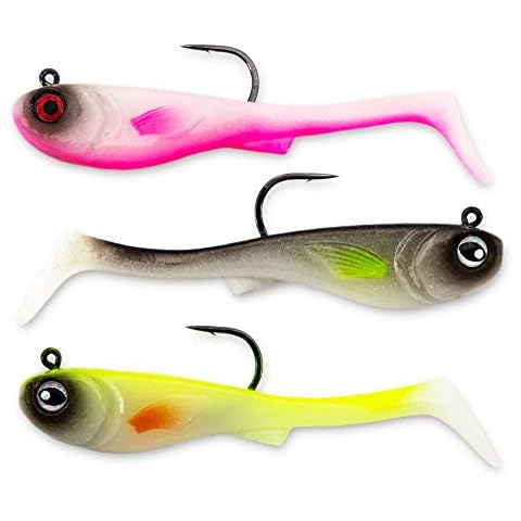 FISHN GRUMPYbaby Rubberfish Set - Weight: 13g, Length: 11cm - Extreme swimming action, fishing lures for pike fishing, Softbait (3 pieces) (GRUMPYbaby Blue) (GRUMPYbaby Glow in the Dark) Cover