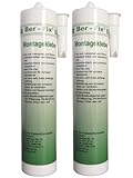 Ber-Fix BF3000 2x Montagekleber extra stark mit sofortiger Haftung Baukleber Montagekleber Innen, Aussenbereich frostsicher, Ihr neues Kleben statt Bohren