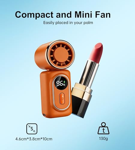 Image of Portable handheld small fan, with built-in fixed clamp, featuring 6-speed adjustable high-speed personal fan, LED display screen, rechargeable, suitable for use in makeup, travel, indoor and outdoor