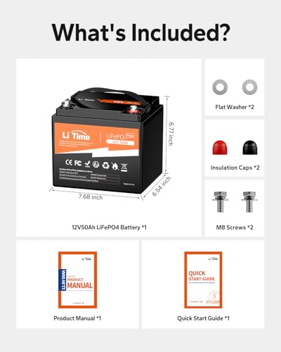 Image of LiTime 12V 50Ah Lithium LiFePO4 Battery for Trolling Motor Fish Finder RV