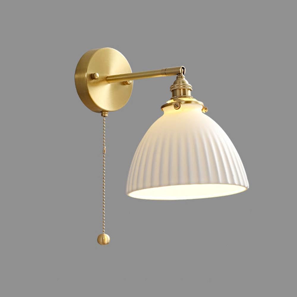 USMJQVZ Applique Murale en céramique Antique, luminaire Mural en Laiton de Ferme avec Interrupteur à Tirette, pour Cuisine, Chambre, Salle à Manger, Restaurant, Salon