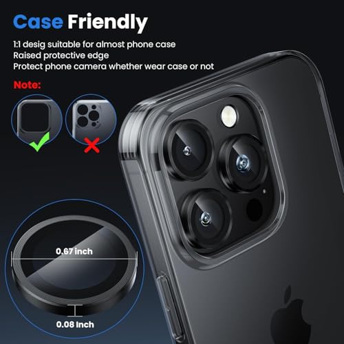 Image of 4youquality Back Camera Lens Protector for - 1 Pack | 9H Tempered Glass Camera Guard | Military-Grade Protection, Ultra Clear HD, Bubble-Free Easy Installation, Case Friendly Design (16 Pro Max)