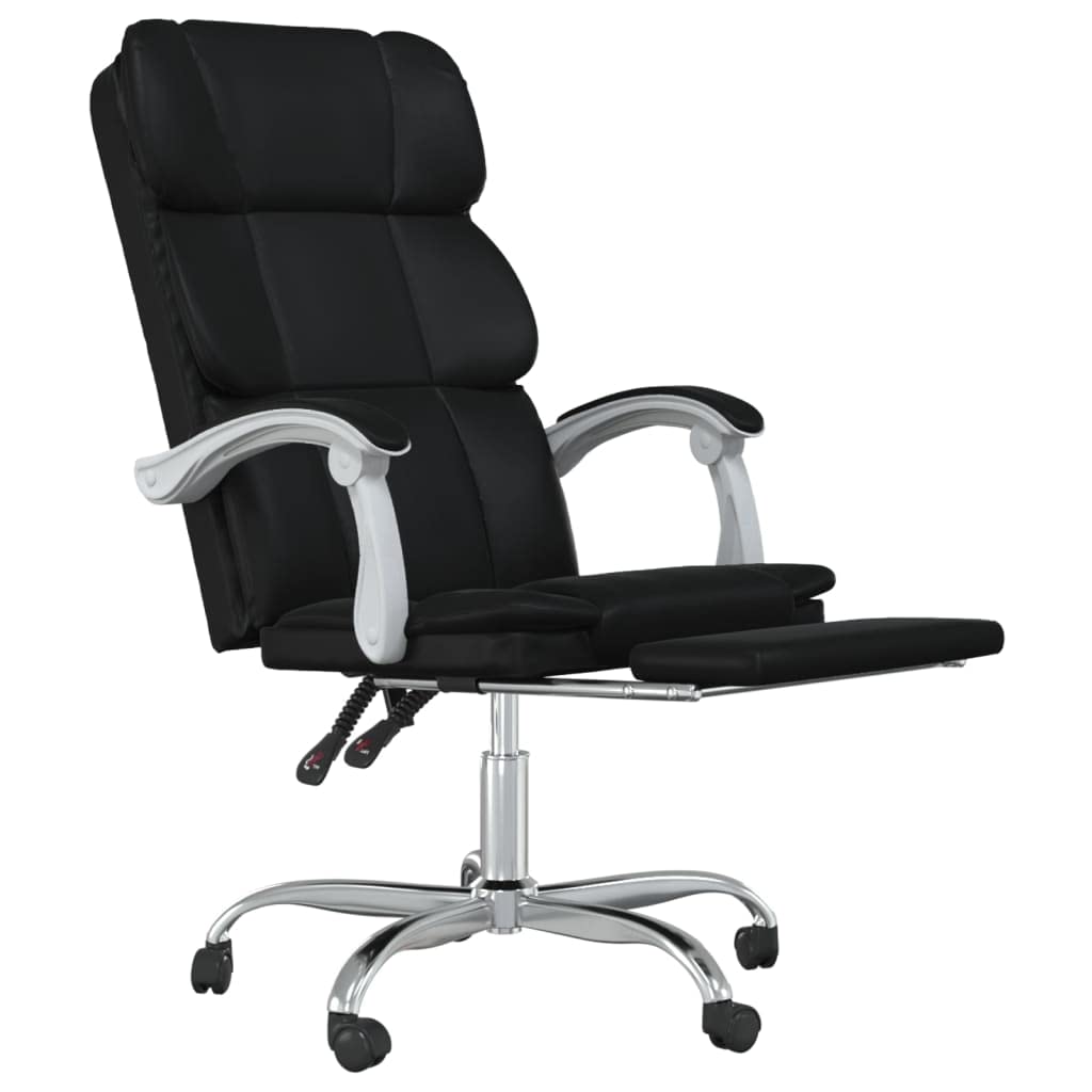 Silla de oficina reclinable y respaldo ajustable, piel sintética, rotación de 360 grados, estructura de metal resistente, incluye instrucciones de montaje (idioma español no garantizado)