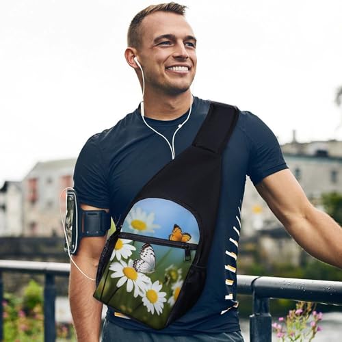 Bolso bandolera Butterflies Daisy Flower blanco miniatura 3