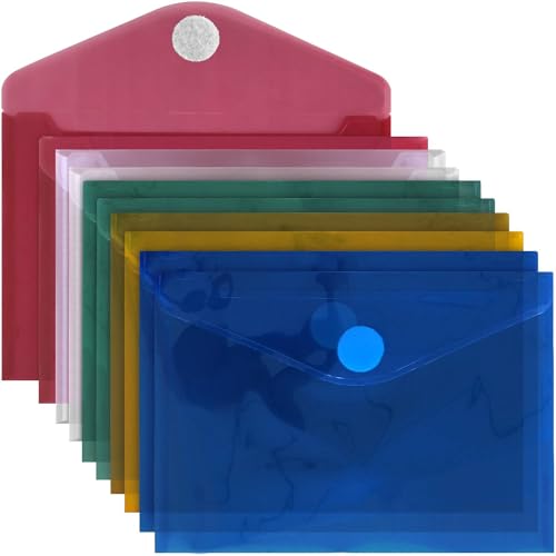 ACROPAQ - 10 x Dokumententasche A6-10er Set Mappe A6 In verschiedenen Farben Mit Klettverschluss - Organisieren mit Leichtigkeit