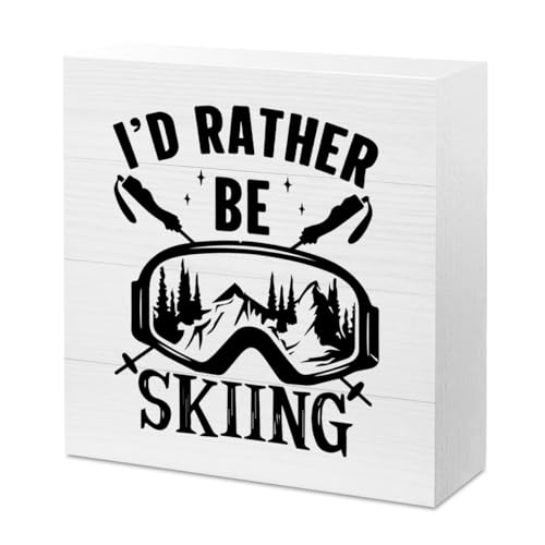 Mountain Skiing Sign, Camper RV Camping Decor 5x5 Inch