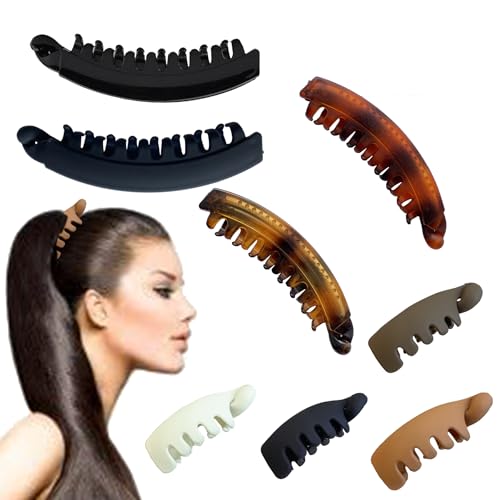 CHAOTEMAI 8 Artículos Banana Clip, Pinzas Pelo, Pinzas Pelo Mujer, Pinza De Pelos De Plátano Retro, Peines Grandes Vintage De Plátano, Clip De Cola De Caballo, Para Mujeres Y Niñas (B)