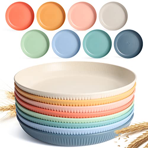8 Pack Lightweight Wheat Straw Dinner Plates