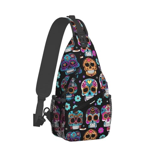 Bolso Bandolera Sugar Skull para Senderismo y Uso Diario miniatura 2