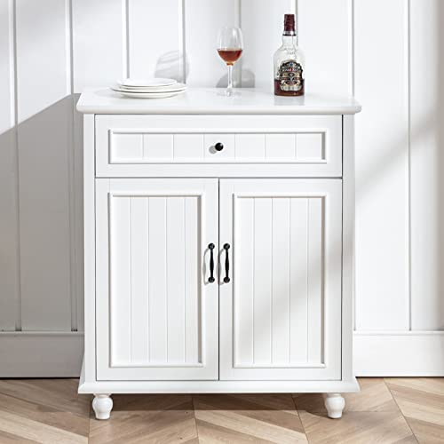Scurrty Buffet Cabinet Bar Cabinet With Storage, 38 Inch Coffee Bar Cabinet Kitchen Buffet Storage Cabinet With 4 Drawers, Sideboard Buffet Cabinet For Kitchen, Dinning Room And Living Room, White #TOP22