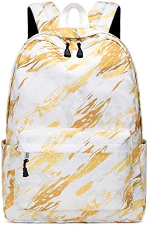 Tpeohan Little Girl Backpack Purse Women Waterproof Backpack Travel Bags for Men Gold Marble