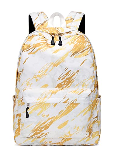 Tpeohan Little Girl Backpack Purse Women Waterproof Backpack Travel Bags For Men Gold Marble #TOP13