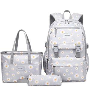 Aamytike Schulrucksack Mädchen Teenager Wasserdicht Schulranzen Kinder Schultasche Casual Daypacks mit Lunchpaket Set 3-Teilig