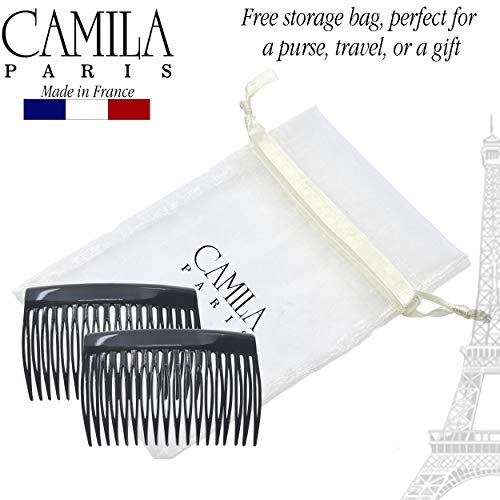 Camila Paris Cp2946 French Hair Side Comb, Small, Rounded Black, French Twist Hair Combs Decorative, Strong Hold Hair Clips For Women Bun Chignon Up-Do Styling Girls Hair Accessories, Made In France #TOP4