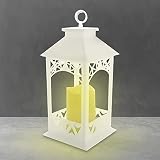 JADecor Home Decorative LED Light White Lantern with Pillar Candle, Candle Lantern, Hanging Light, B