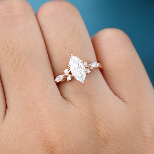 1.108-3.108 Carat Natural Diamond/Lab-Grown Diamond/Moissanite Engagement Ring for Women Pear/Marquise/Oval/Emerald Cut Vintage Wedding Ring in Sterling Silver/10K/14K/18K Solid Gold4