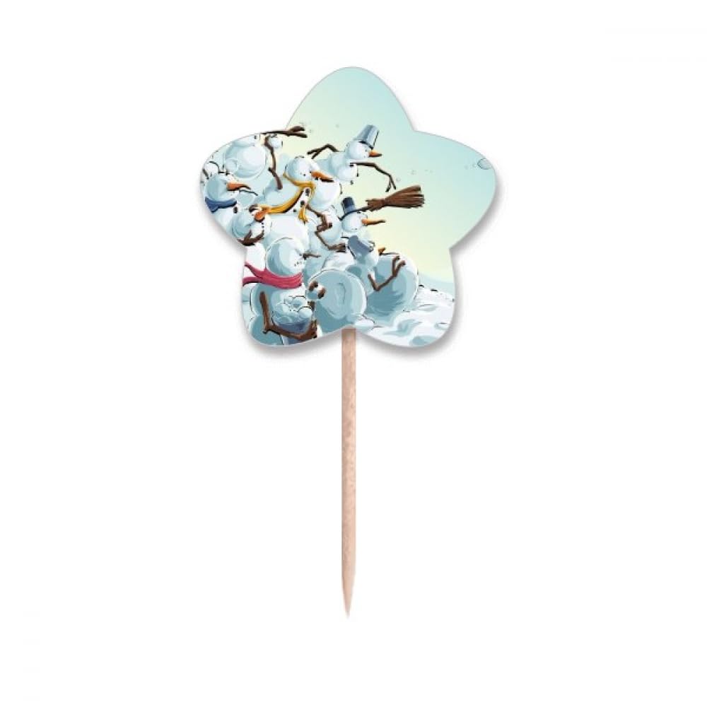 Drapeaux cure-dents bonhomme de neige pour décorer facilement vos desserts de Noël