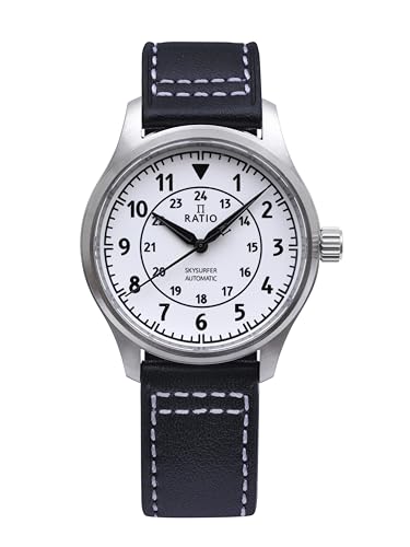 Image of RATIO Pilot Style Watch Analog Display Full Luminous Japanese Automatic 12 /24 Hours Time Display 200M Water Resistant Casual Wear Watches for Men