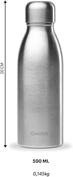QWETCH Bouteille INOX 500ml Şişe, Unisex Yetişkin