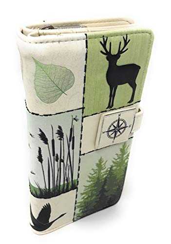 Shag Wear Wild Life Moose Polar Bear Wolf Canadian Geese Large Wallet for Women and Teen Girls Vegan Faux Leather 7