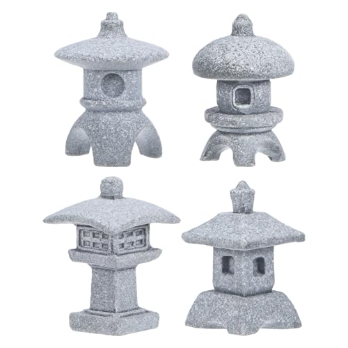 M METERXITY 1 Set Miniature Lantern Pagoda Statues, Sandstone Tiny Home Landscape Accessories Japanese Decor Mini Chinese Pagoda for Aquarium/Fish Tank/Garden Decor