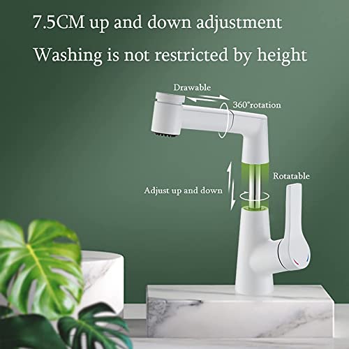 Robinet de lavabo avec pulvérisateur extractible et mitigeur rotatif en laiton de salle de bain - 7