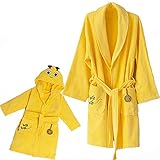 Milk&Moo Buzzy Bee Mutter und Kind Samt Bademantel Set, 100% OEKO-Tex zertifizierte Baumwolle, extrem weiche und leichte Velours Morgenmäntel für Damen und Kinder, gelb, 2-tlg