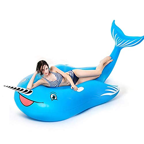IAMGlobal Blue Whale Pool Float, Giant Inflatable Party Lounge Raft with Handles, Inflatable