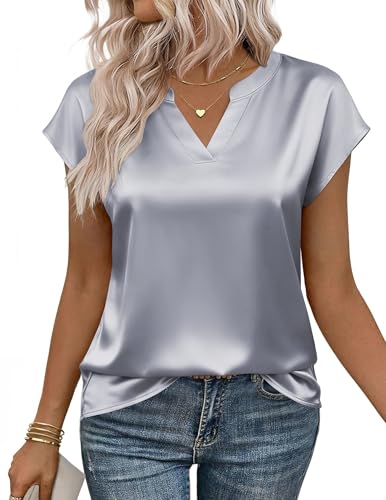 Zeagoo V Neck Cap Sleeve Blouse