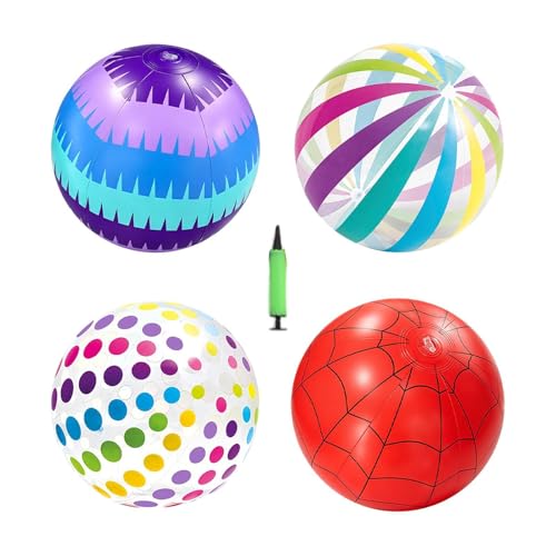 Genérico Pelotas De Playa Infantiles,4 Piezas Divertidos Favores para de Verano con Inflador - Pelota Playera Inflable | para Actividades Al Aire Libre Parque Acuático Jardín Cumpleaños Y Verano