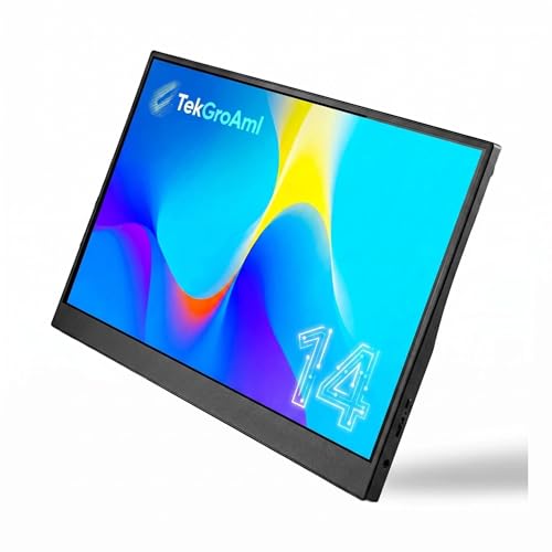 Image of TekGroAml 14 inch Portable LCD Monitor, 1920x1200 IPS Screen, | Ultra-Slim External Display with USB-C Mini HDMI, Dual Speakers, VESA Mountable for Work & Gaming