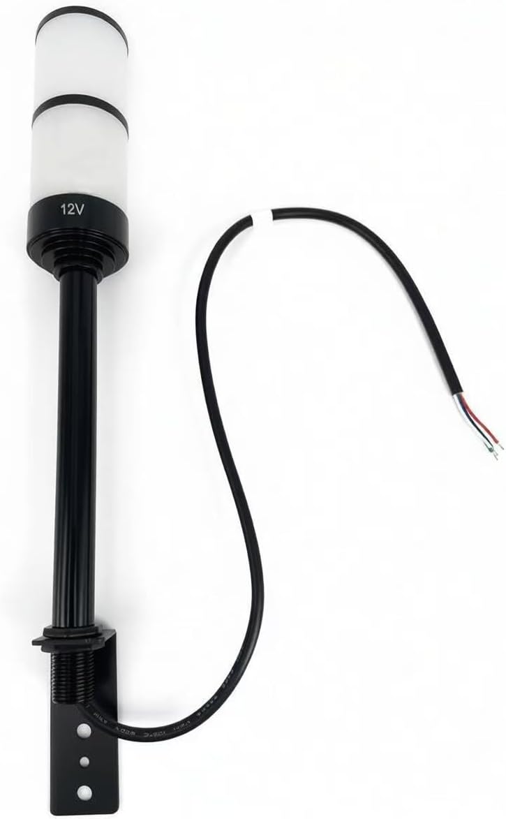 DC12V LED Signal Tower Light, L-Shaped Base, Industrial Three-Color Signal CNC Mechanical Equipment Alarm Light, with Buzzer (2-Layer)