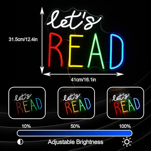 BNEMCEZH Let’s Read Neon Sign Multicolored Reading Led Neon Light Sign for Wall Decor Read Book Led Light Up Sign for Classroom Bookstore Reading Corner Home Wall Neon Decor (Dimmable USB) by BNEMCEZH - Used condition - Image 4
