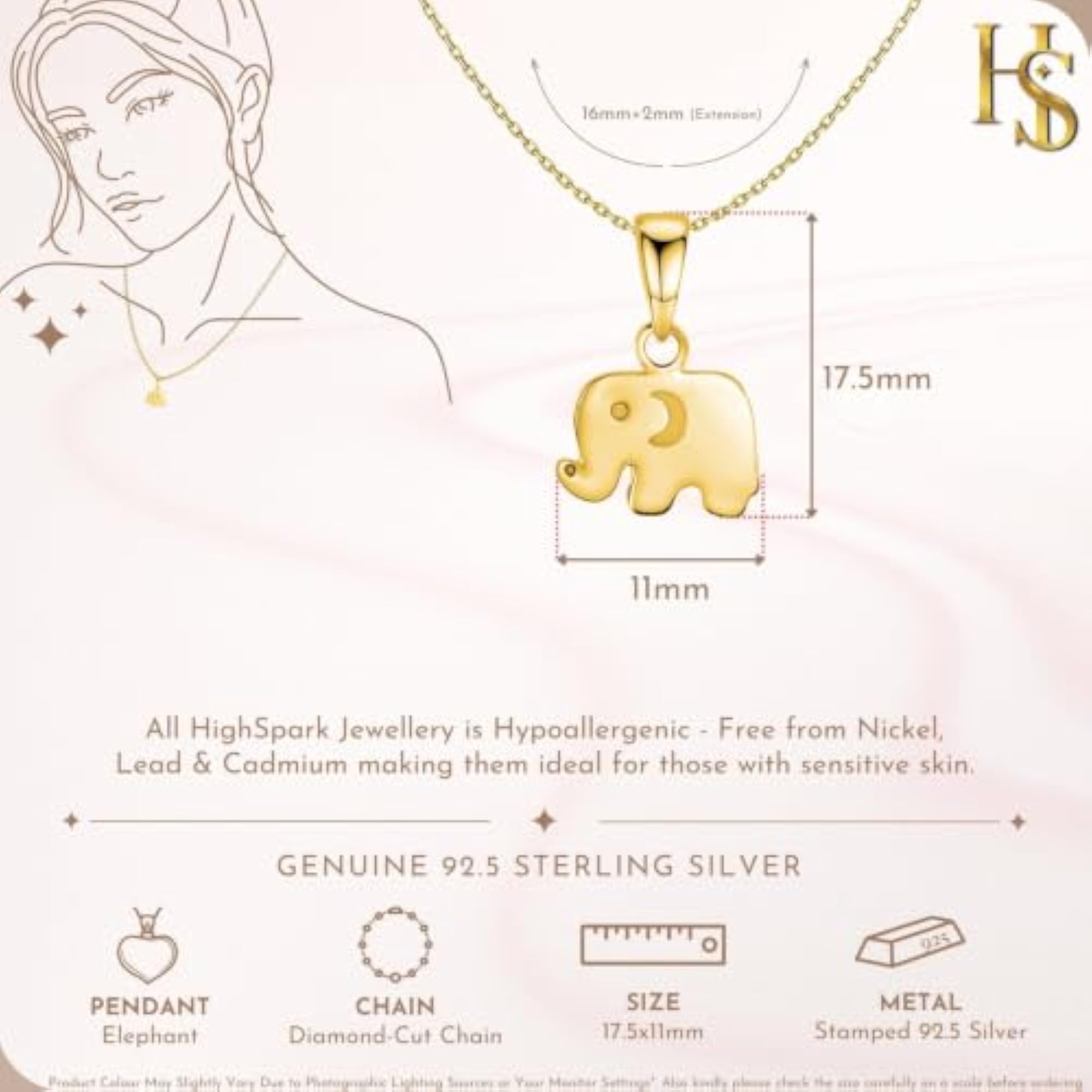 925 Silver Lucky Elephant Pendant Necklace